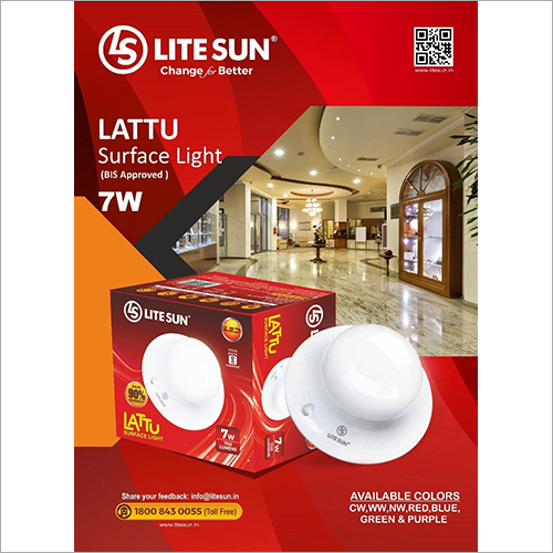 Lattu Surface Light - 7w, 220-240v | Round Shape, Color Temperature 2700-6000k, Multi-color Options