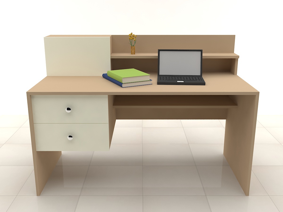 Machine Made Computer Table With Shelves