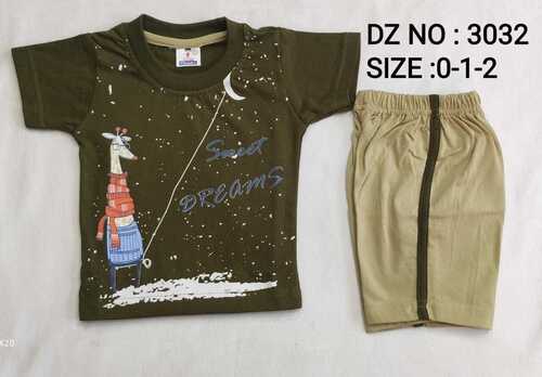 Boys Round Neck Regular T-shirt and Shorts - Cotton, Size: XS-XXS, Printed Pattern, Short Sleeves, Washable, Customized Logo | Trendy Summer Wear