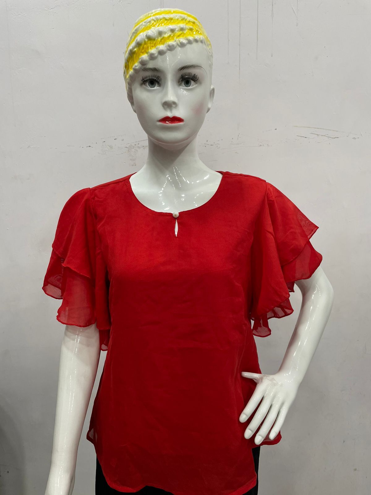 Chiffon Georgette Casual Tops - Adult Size Custom Designs In Pink And Red | Breathable, Washable, Short Sleeves, Customized Logo