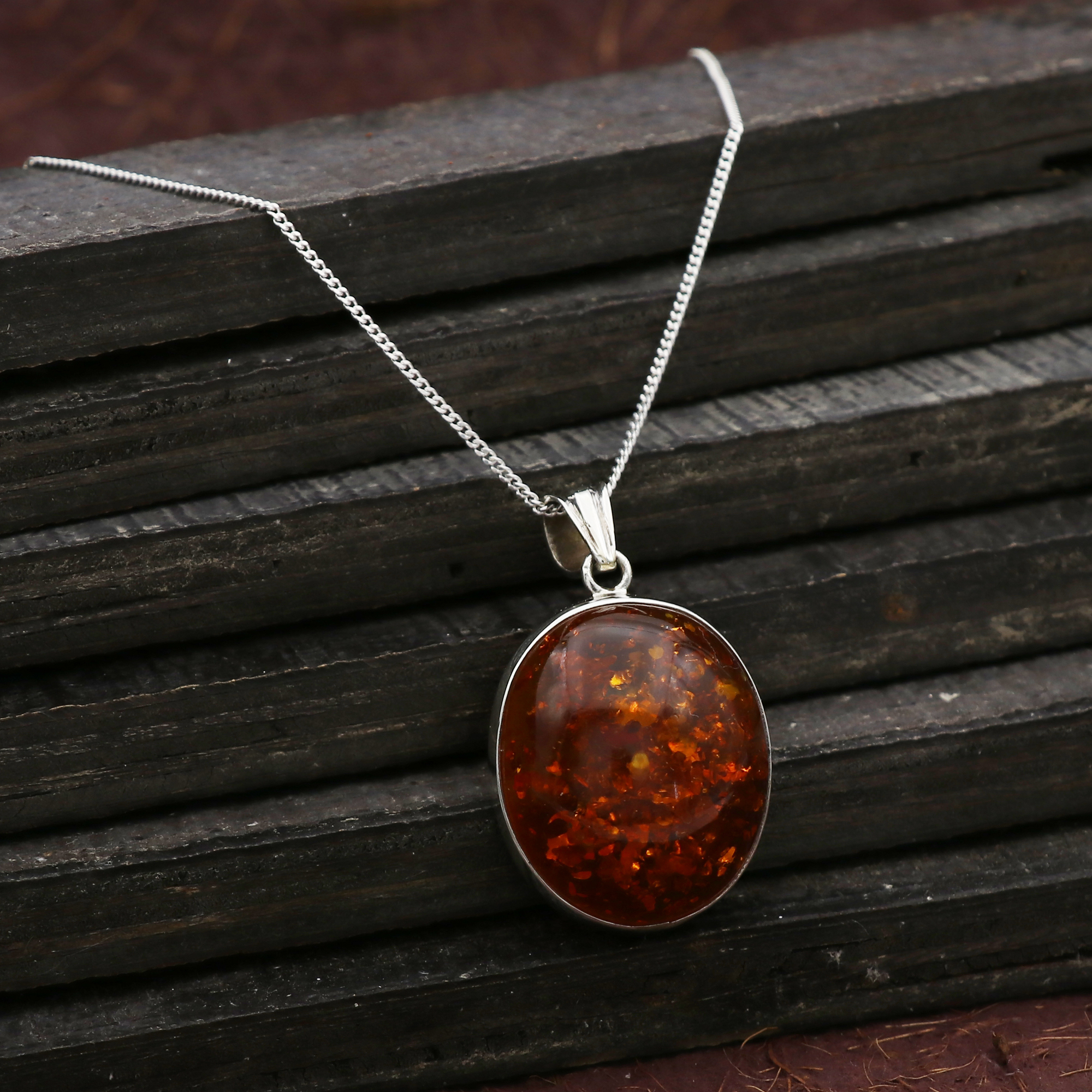 Amber Silver Pendant