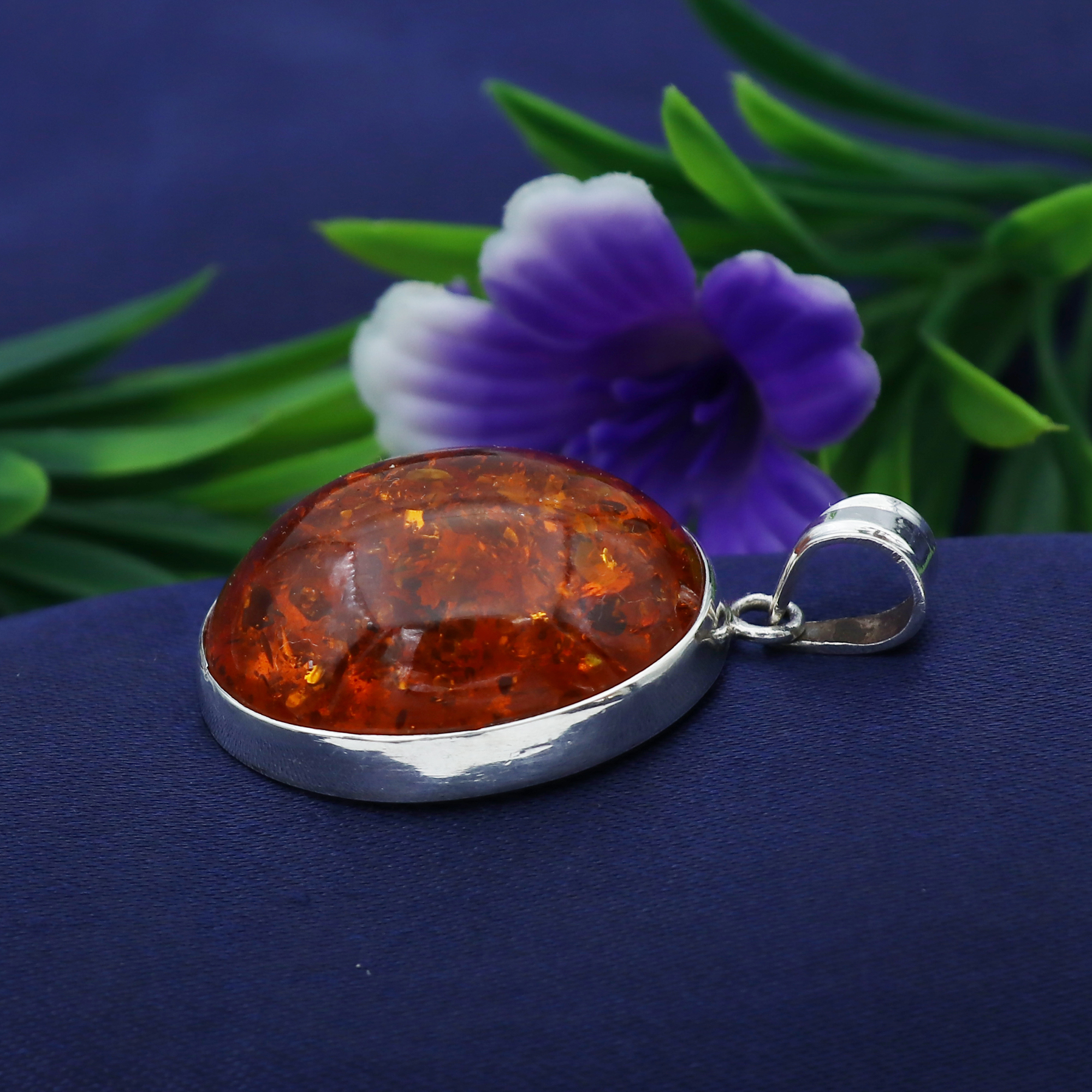 Amber Silver Pendant