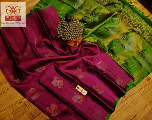 पर्पल प्योर सिल्क हैंडलूम बुड्डा सिल्क