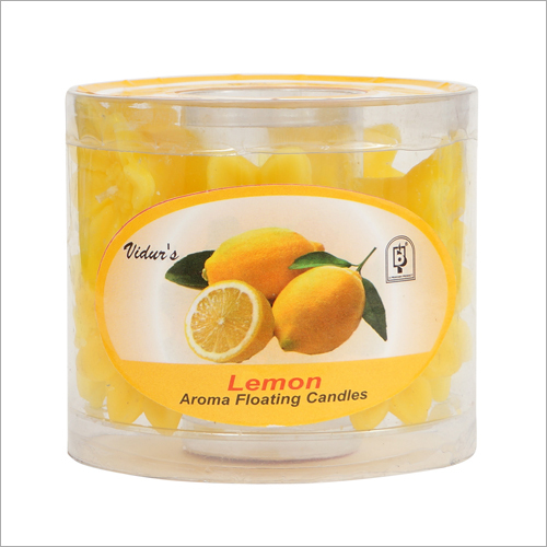 Lemon Aroma Floating Candles - Soy Wax, Cotton Wick, Bright Yellow Color | Relighting Design For Home Decoration & Religious Activities