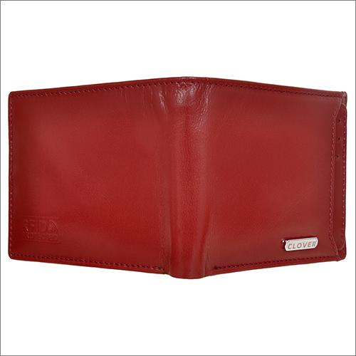 Foldable Leather Wallet - Genuine Grain Leather, 11.5x9 Cm , Cherry Color, Rfid Protected, 6 Credit Card Slots, 1 Coin Pocket, Premium Quality Design