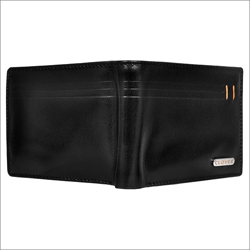 Black Leather Wallet - Genuine Grain Leather, 11.5x9 Cm, Black Color, 6 Credit Card Slots, Rfid Protected, Multiple Compartments