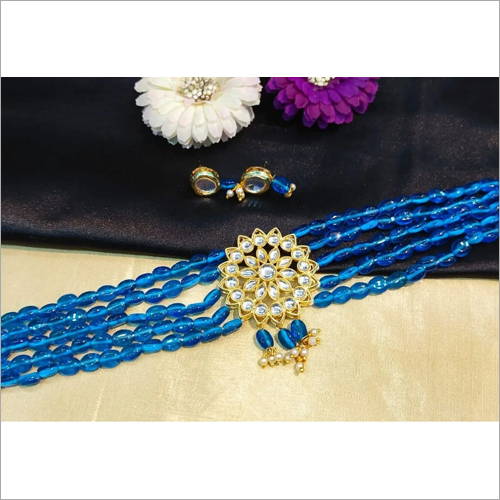 ब्लू क्रिस्टल चोकर सेट