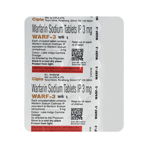 Warf (Warfarin) 3Mg Tablets General Medicines