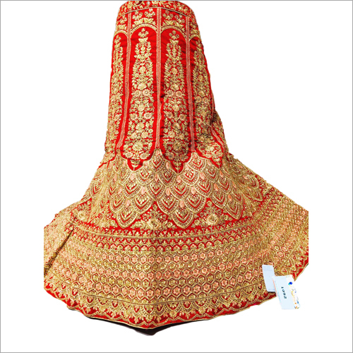 Red Bridal Lehenga - Embroidered Modern Design, Rich Red and Golden Colors | Dry Clean Only, Elegant Ethnic Style