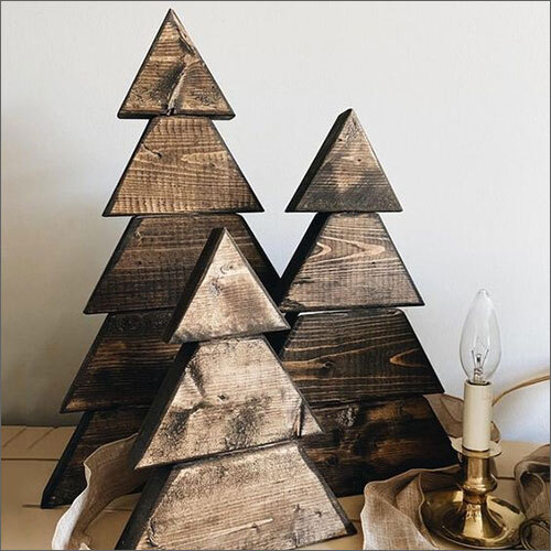 Wooden Finish Christmas Tree Set Of 3