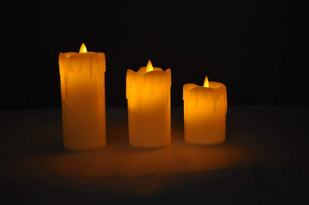 Dancing Flame Led Tea Light Swinging Candle Battery Operated For Home Decoration - Plastic, 5*5*8/10/12 Cm , Warm White Light Color, Round Shape