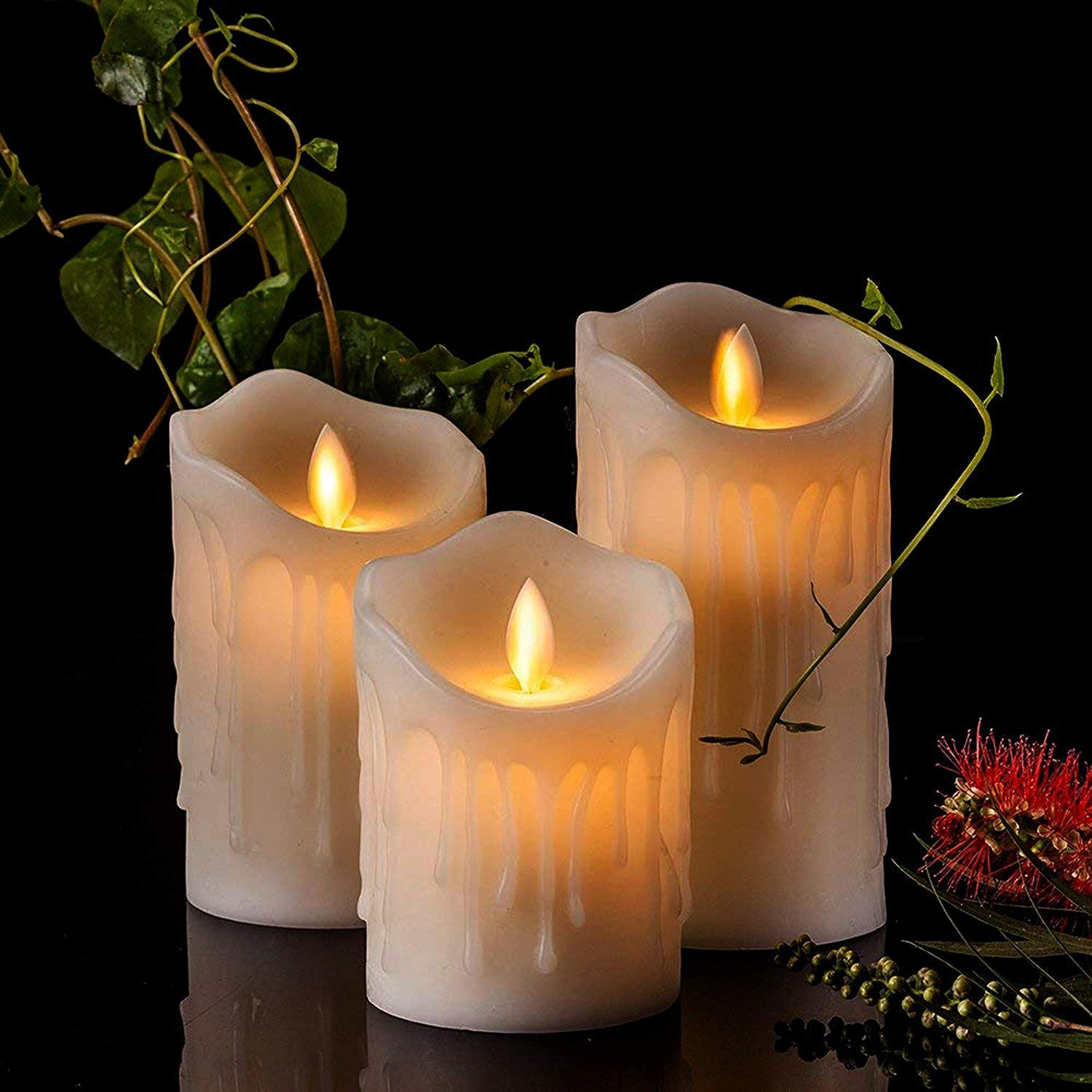 Dancing Flame Led Tea Light Swinging Candle Battery Operated For Home Decoration - Plastic, 5*5*8/10/12 Cm , Warm White Light Color, Round Shape