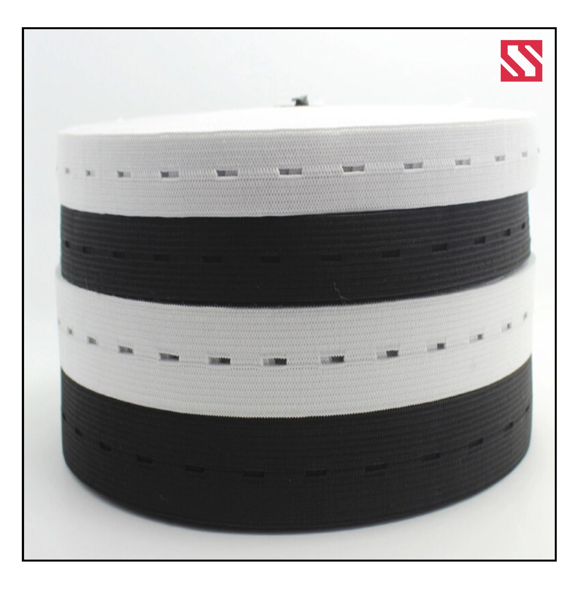 Black 12mm Knitted Buttonhole Elastic Tape