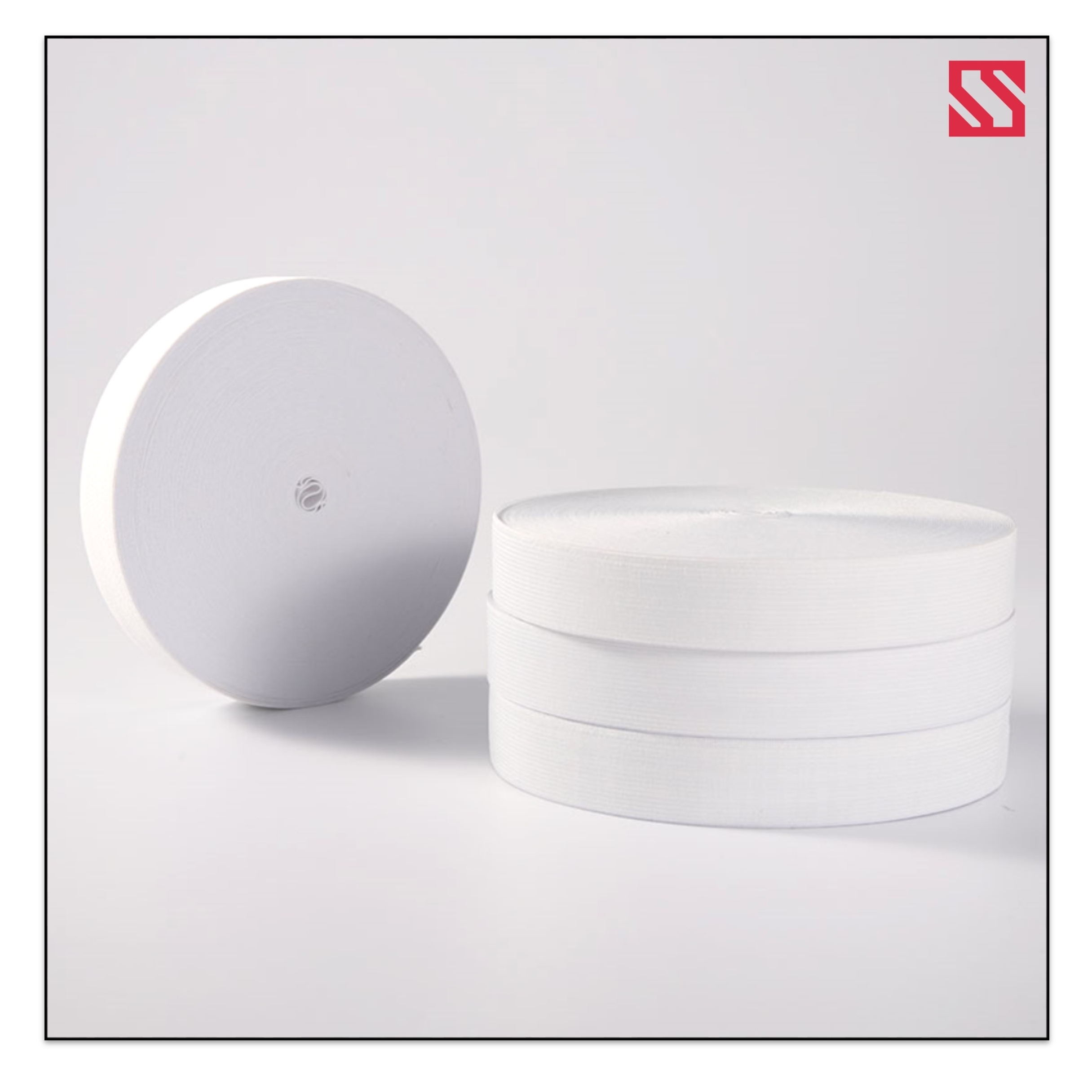 Polyester Elastic Tape - 30mm Width, 1.8mm Thickness, White Color | Durable Plain Design For Garment Manufacturing