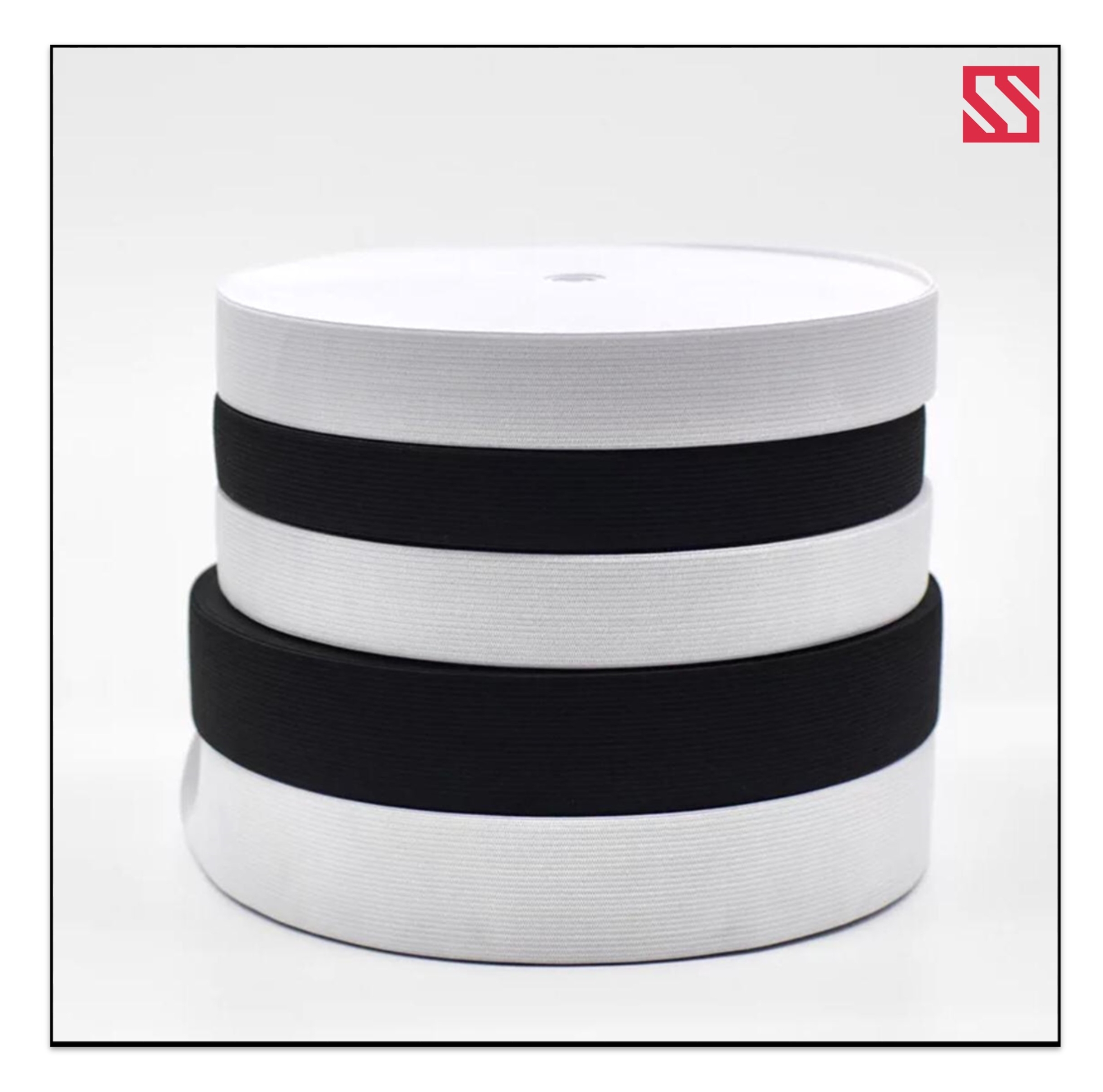 Crochet Polyester Knitted Elastic Tape - 1.25 Inch Width, 1.5mm Thickness | Durable & Reliable For Garment Applications, Available In Black And White