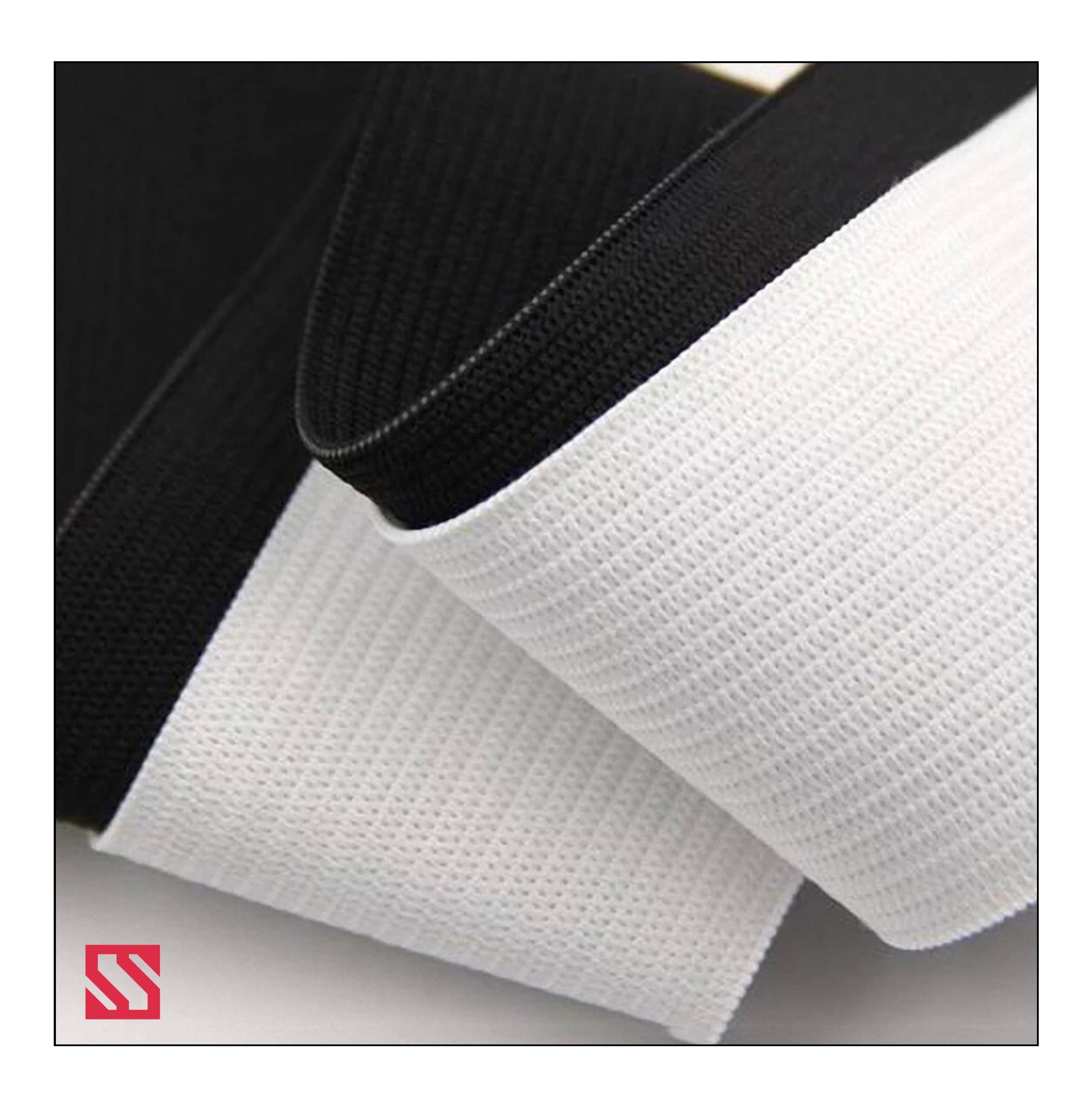 Black 2 Inch Polyester Knitted Elastic Tape