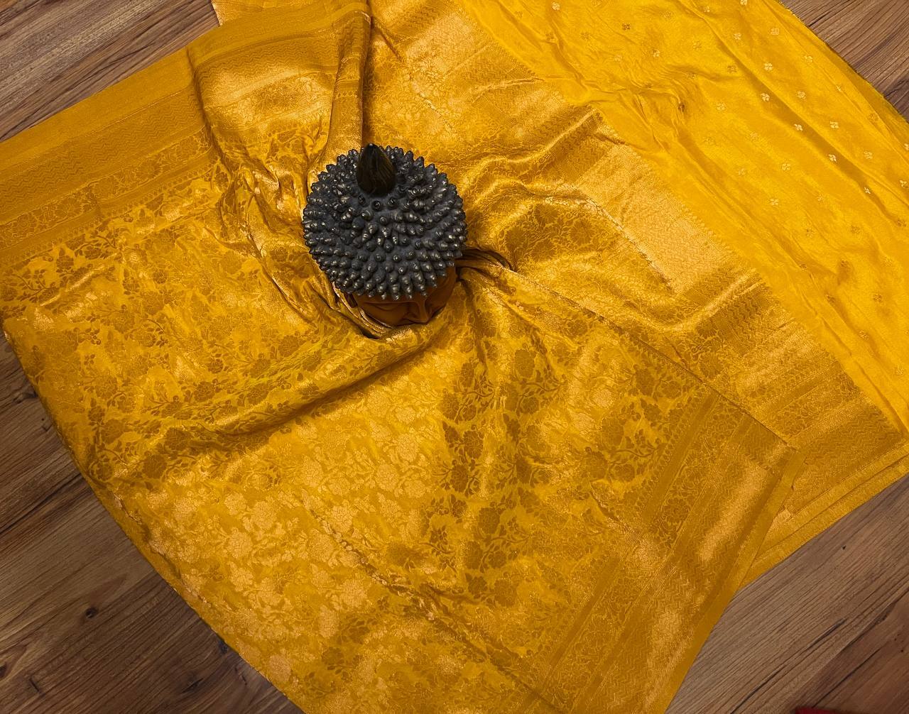 Yellow Georgette Khadi Soft Silk Saree