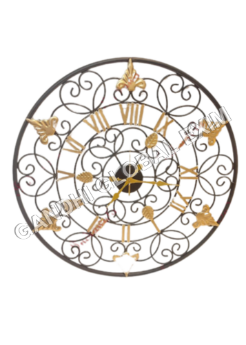 Antique Wall Clock - 24 Inch Round , Elegant Metal Design with Roman Numerals and Corrosion-Resistant Black Coated Steel