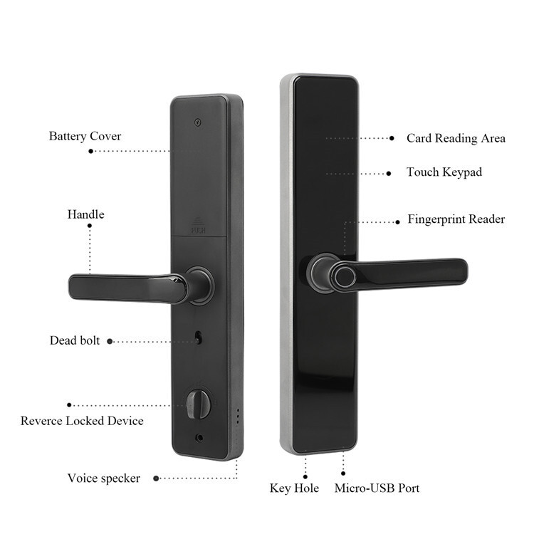 Smart Home Door Lock - Aluminum Alloy, 75x372mm | Zigbee/wifi, Five Unlock Options Including Biometric Fingerprint Sensor, Customizable Design, Ip65 Protection