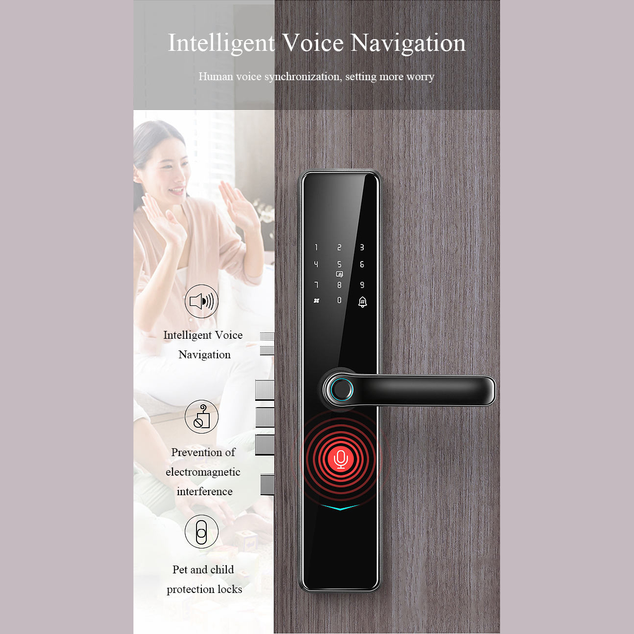Smart Home Door Lock - Aluminum Alloy, 75x372mm | Zigbee/wifi, Five Unlock Options Including Biometric Fingerprint Sensor, Customizable Design, Ip65 Protection