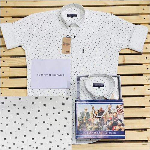 Cotton Casual Printed Shirt - Customized Size | Washable, Comfortable for All Seasons, Stylish White Design