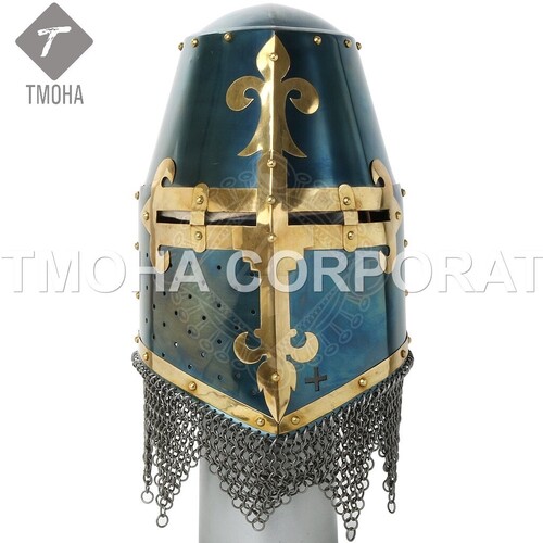 आयरन मध्यकालीन आर्मर हेलमेट नाइट हेलमेट क्रूसेडर हेलमेट प्राचीन हेलमेट ग्रेट हेल्म ब्लैक प्रिंस Ah0383