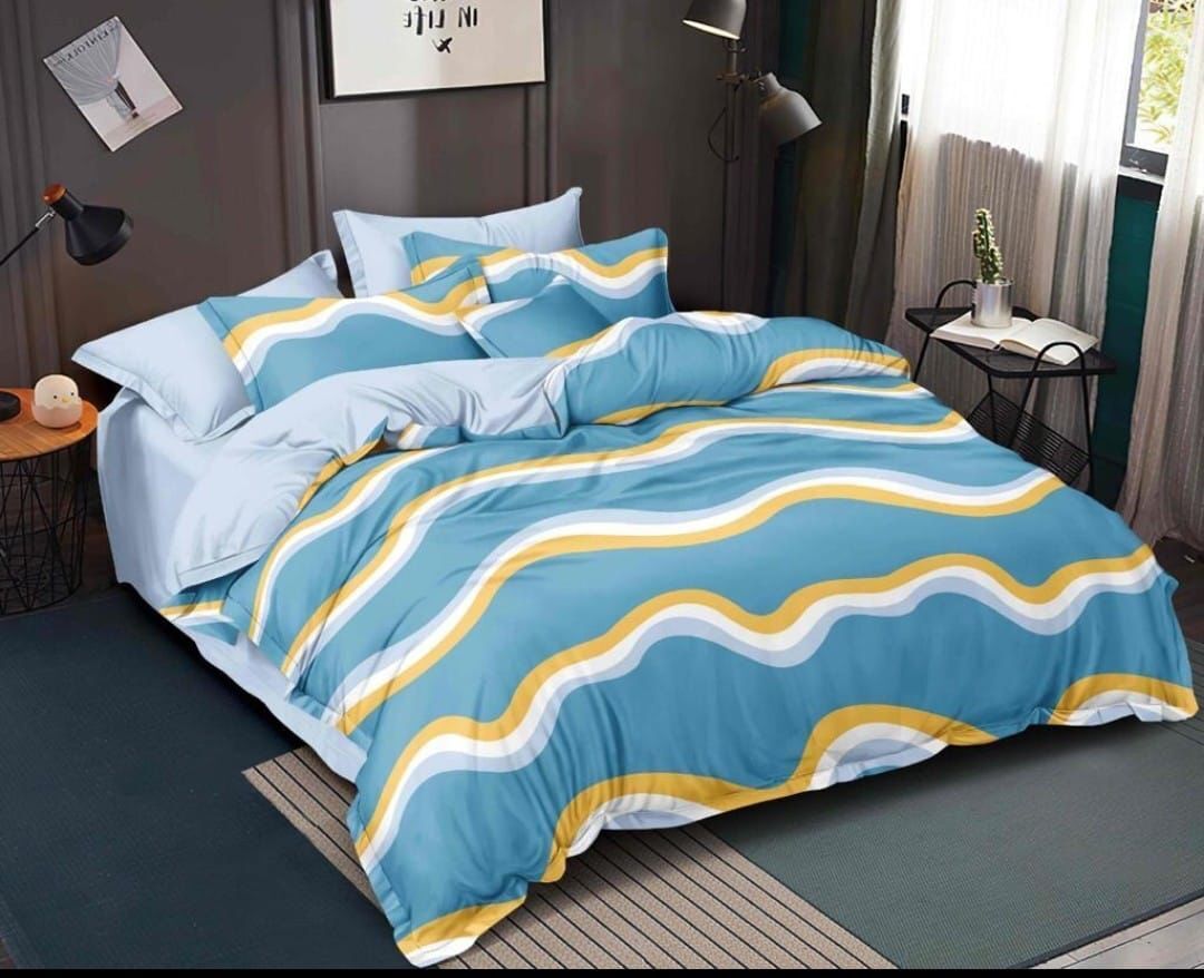 Texas Bedsheet - Microfiber, 90 X 100 Inches, Yellow Striped | Includes 1 Bedsheet And 2 Pillow Covers, Ideal For Home And Hotel Use