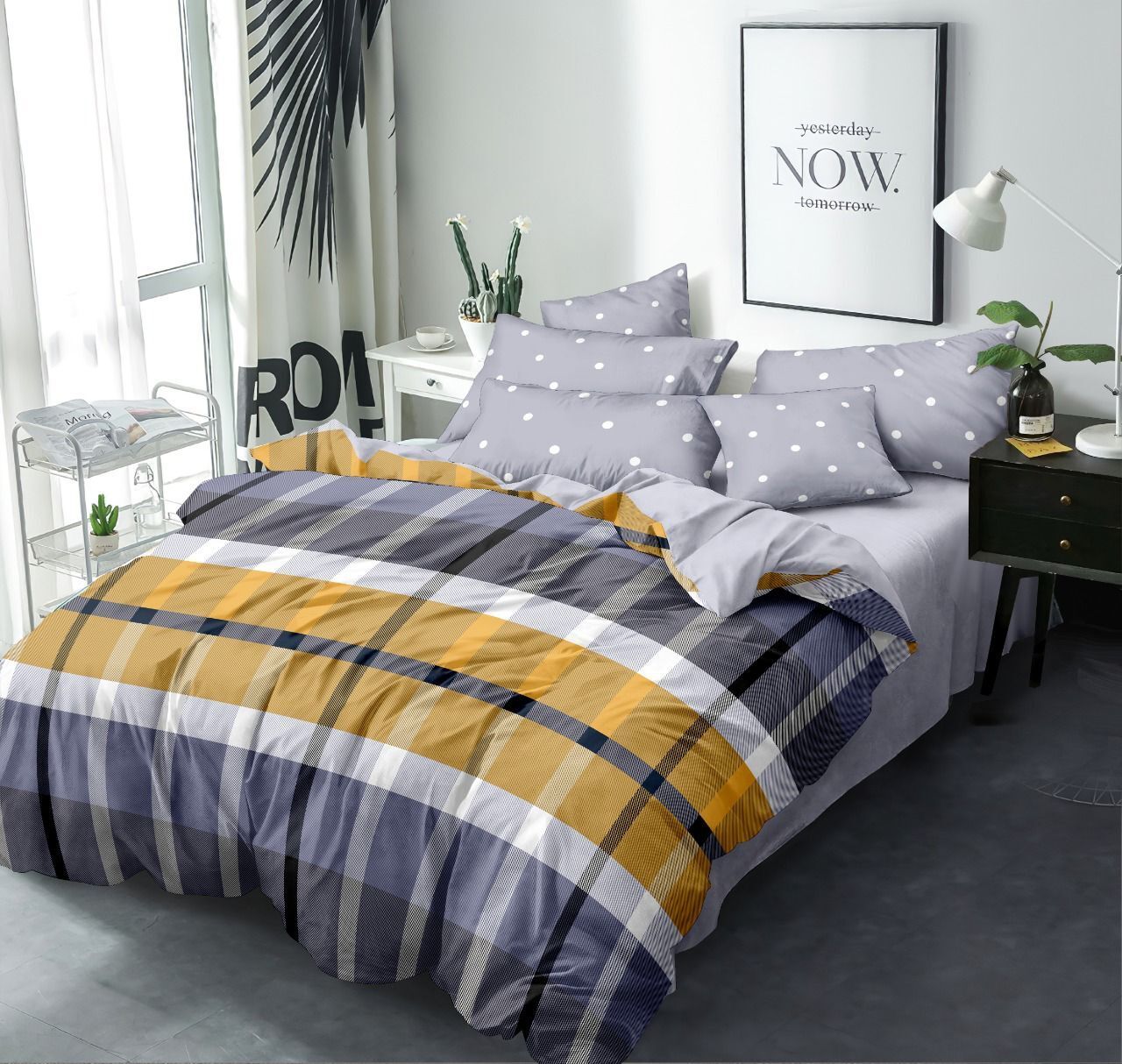 Texas Bedsheet - Microfiber, 90 X 100 Inches, Yellow Striped | Includes 1 Bedsheet And 2 Pillow Covers, Ideal For Home And Hotel Use