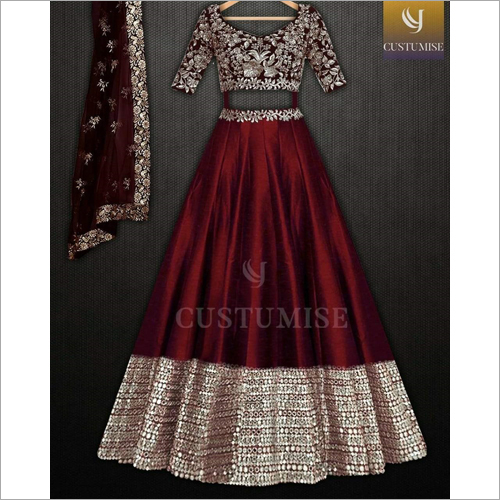 भारतीय मैरून रंग का लहंगा चोली Lc 278