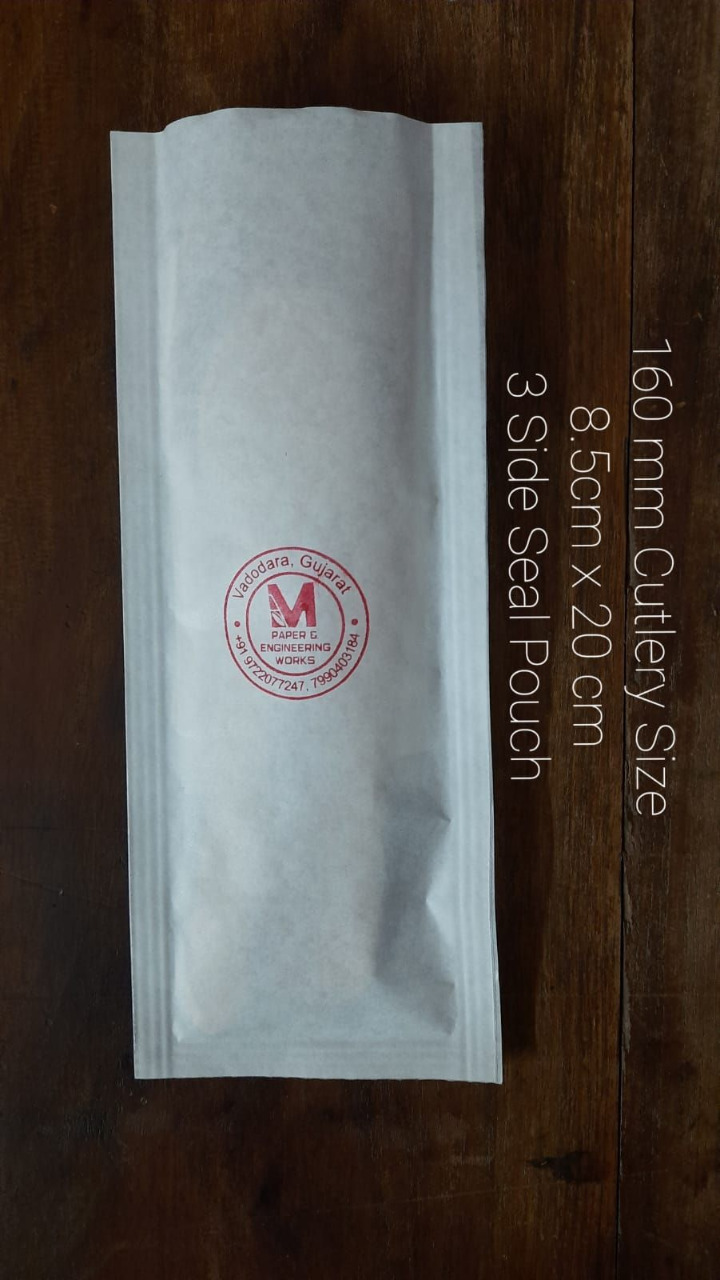 Cutlery Paper Pouch - Kraft Paper, 8x12 Inches With Customized Printing | Heat Sealed, Matte Finish, Maximum Load 10000 Kg, Available In Custom Sizes