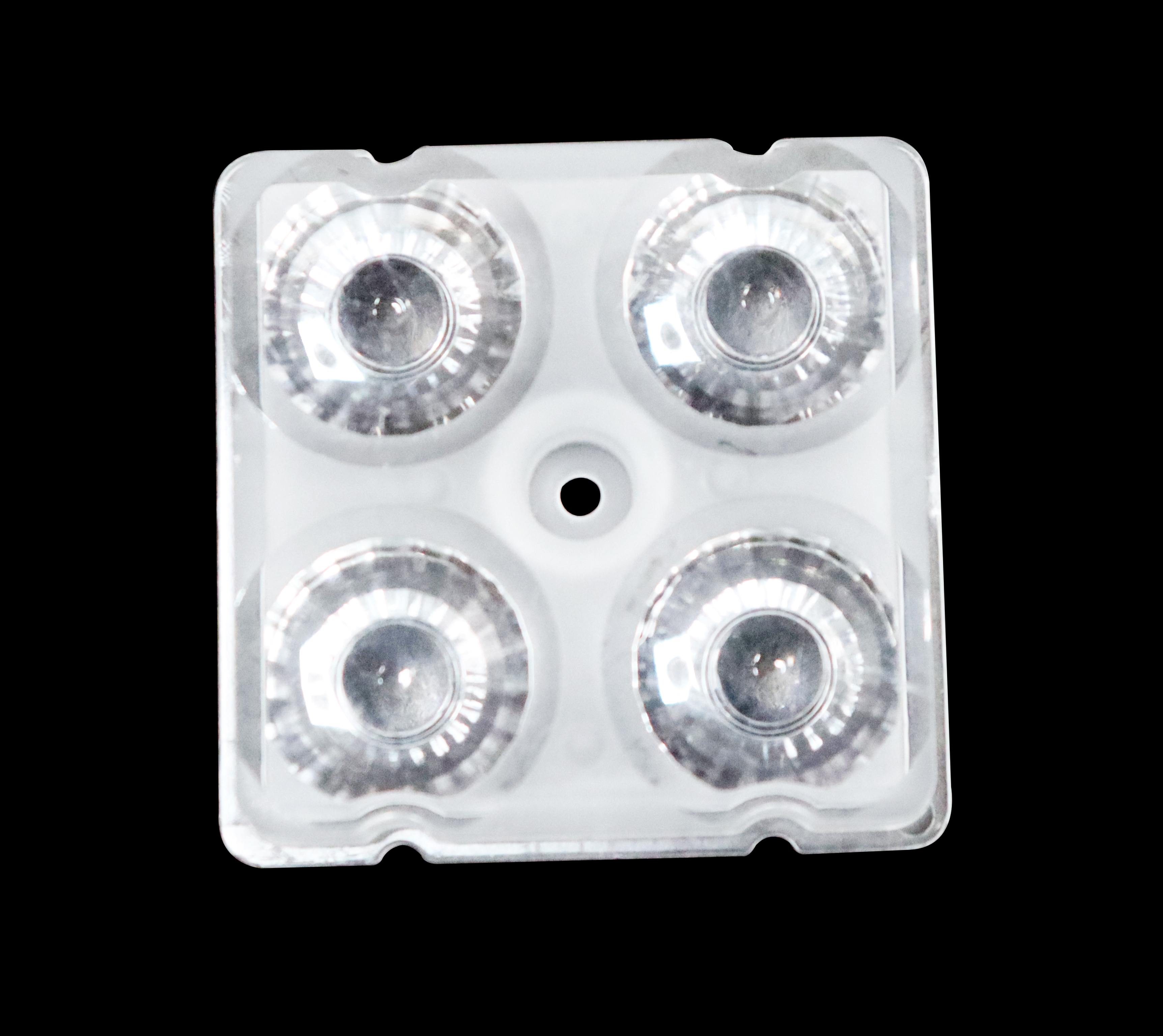Narrow Beam 25 Degree - 49.7x49.7x11.7 Mm Bayer Polycarbonate Lens Clear Color 89-90% Transmittance High Luminous Efficacy For Stadium & Surgical Lights