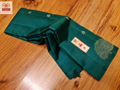 ग्रीन कांजीवरम सॉफ्ट सिल्क हैंडवॉव साइड बुड्डा साड़ी