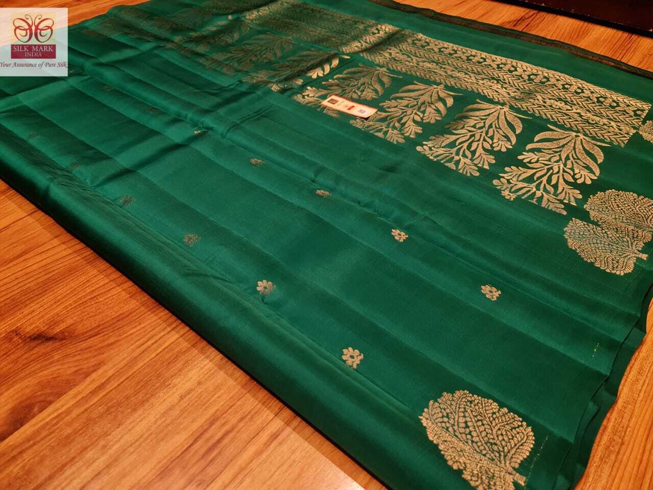 Green Kanjivaram Soft Silk Handwove Side Budda Saree