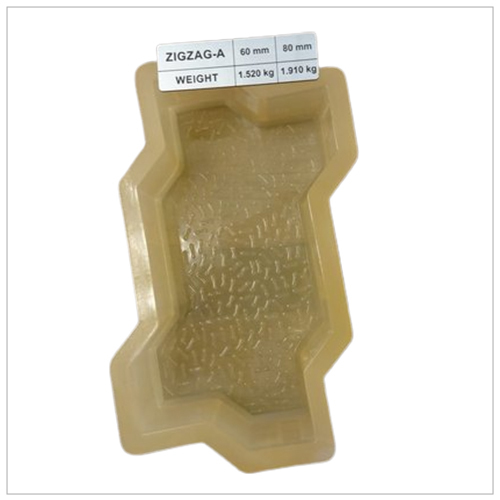 PVC Rubber Moulds - 60 mm Zigzag-A Shape, 1.520 kg Weight | Ideal for Paver Block Material Production, Polly Bag Packaging