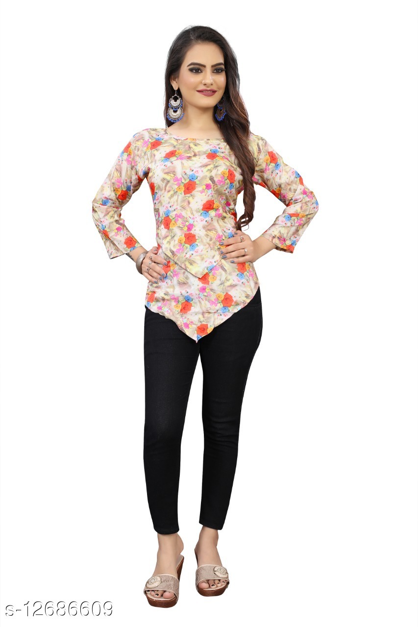 Rayon Top - Size M L Xl Xxl | Breathable Washable Full Sleeves Printed Design Customized Logo Indian Ethnic Style Collection Of 5 Pieces