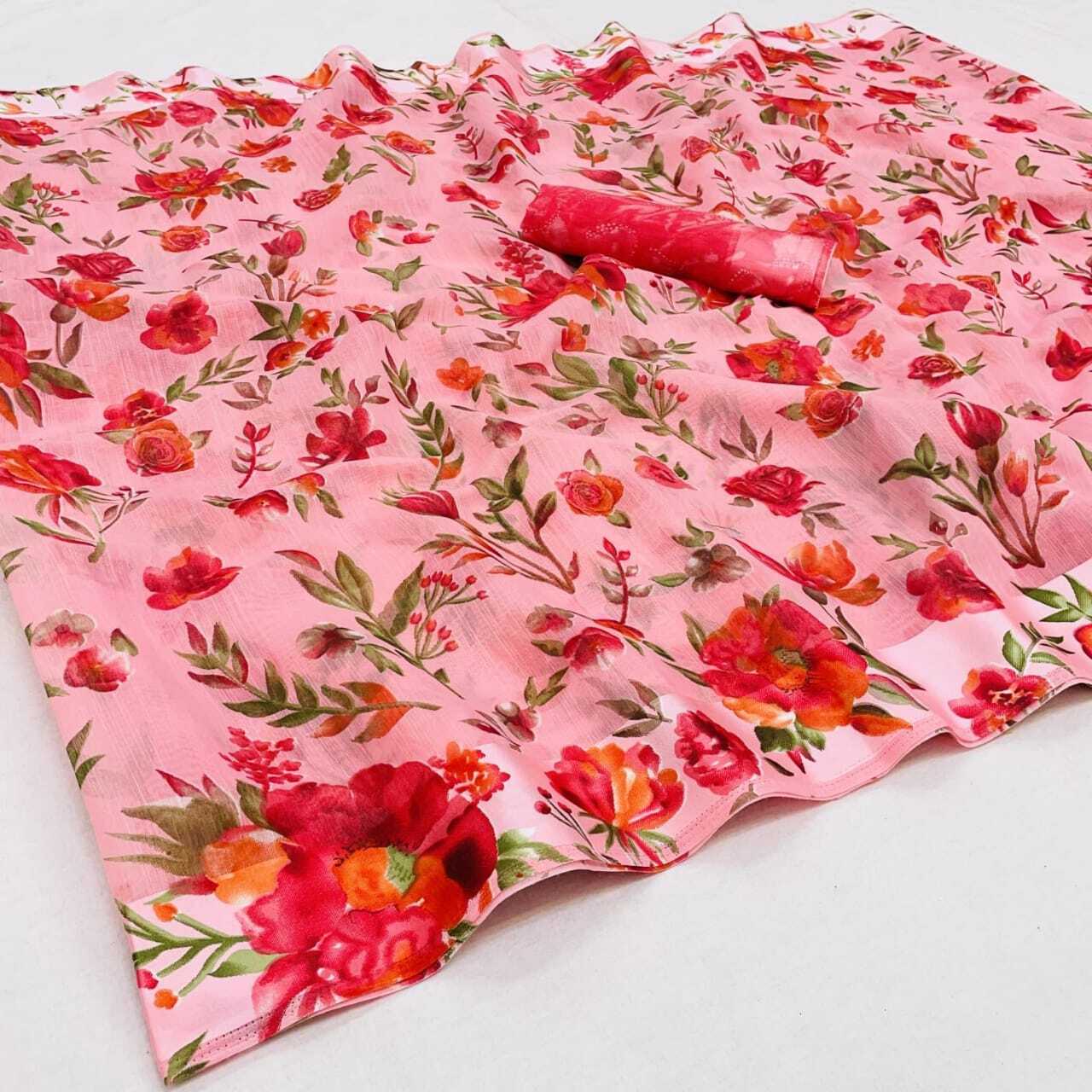 Indian Linen Print Saree