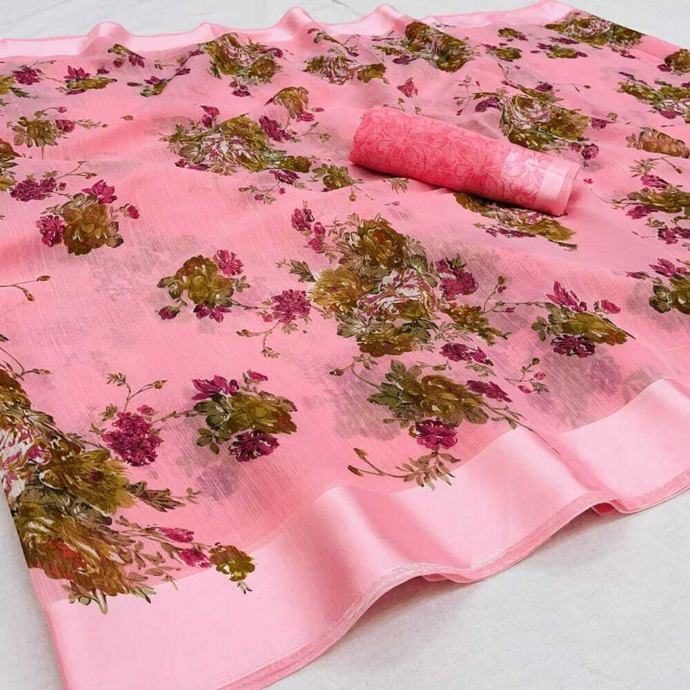 Indian Linen Print Saree