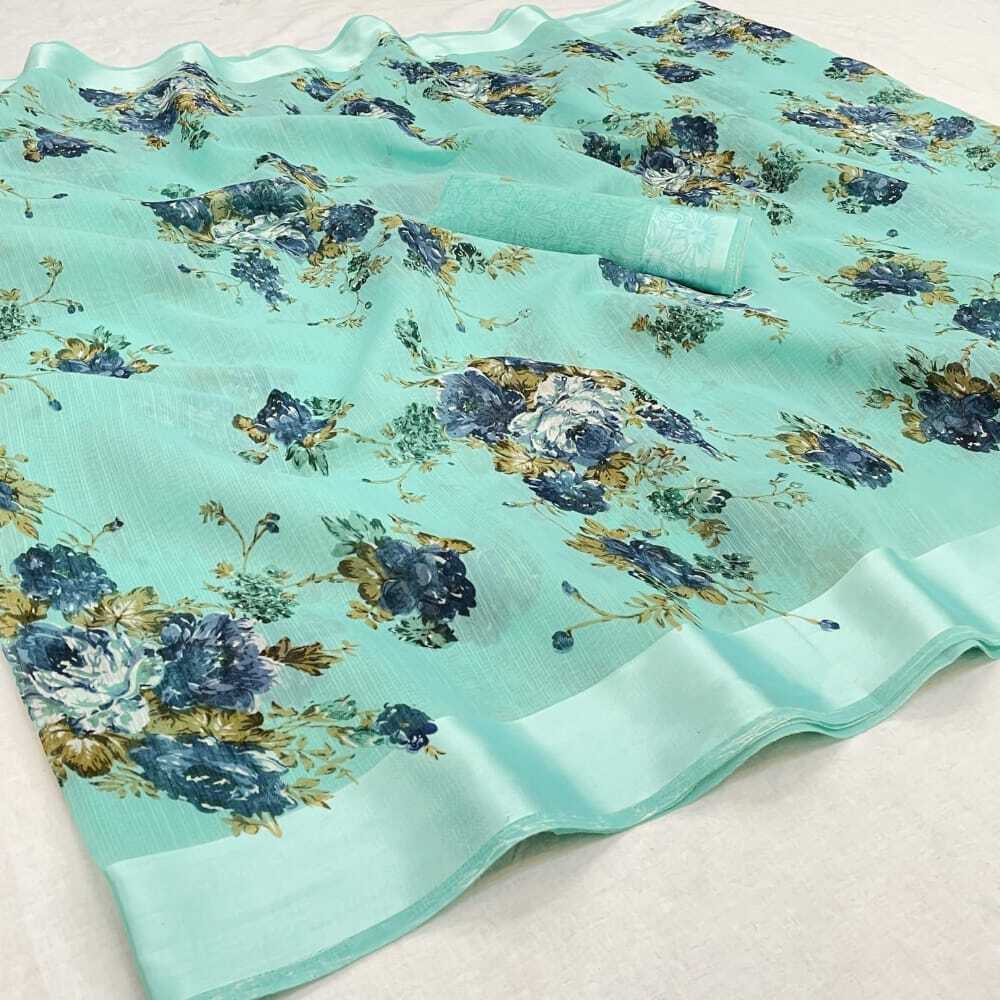 Indian Linen Print Saree