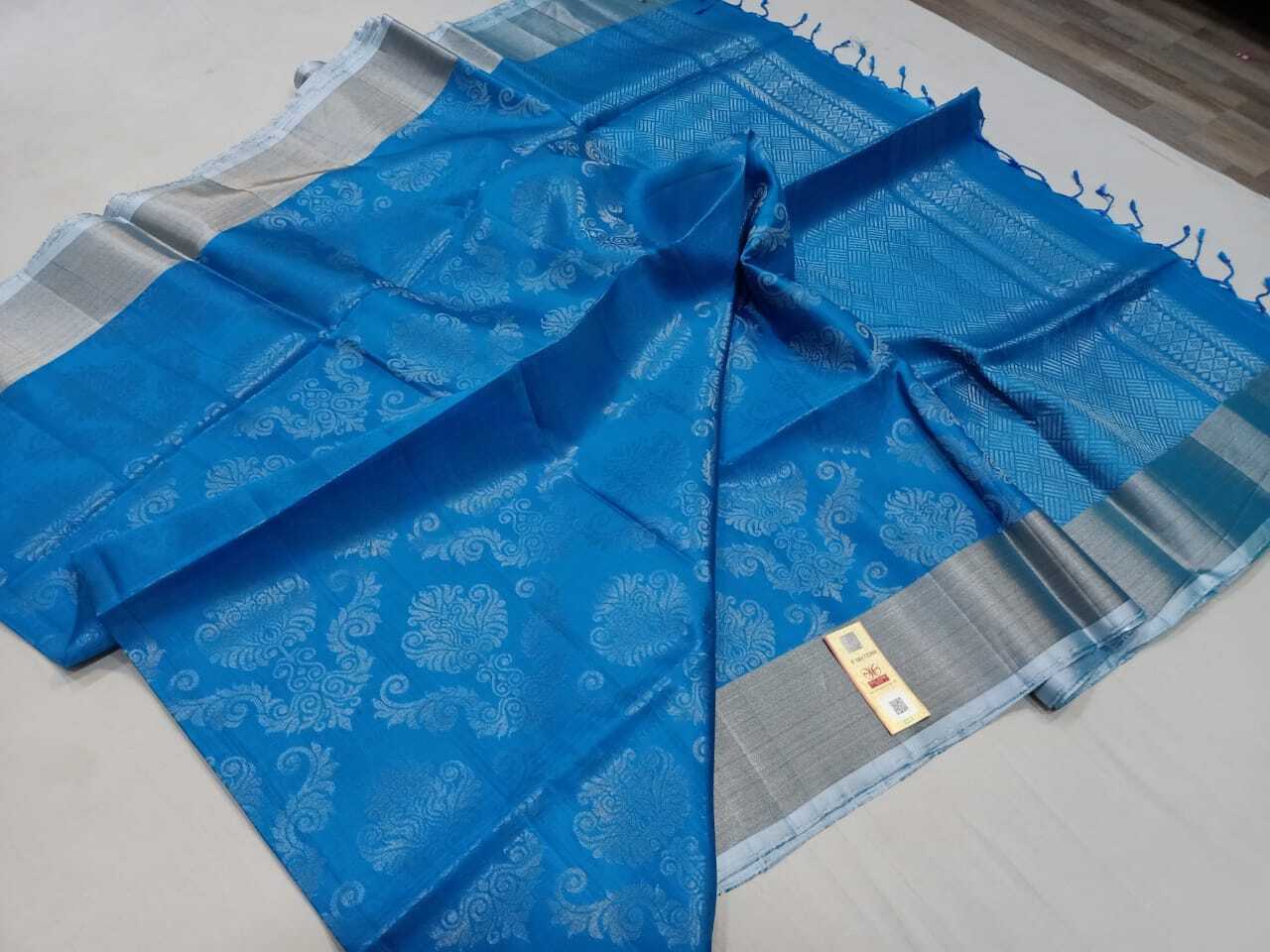 Blue Kanjivaram Bridal Soft Silk.
