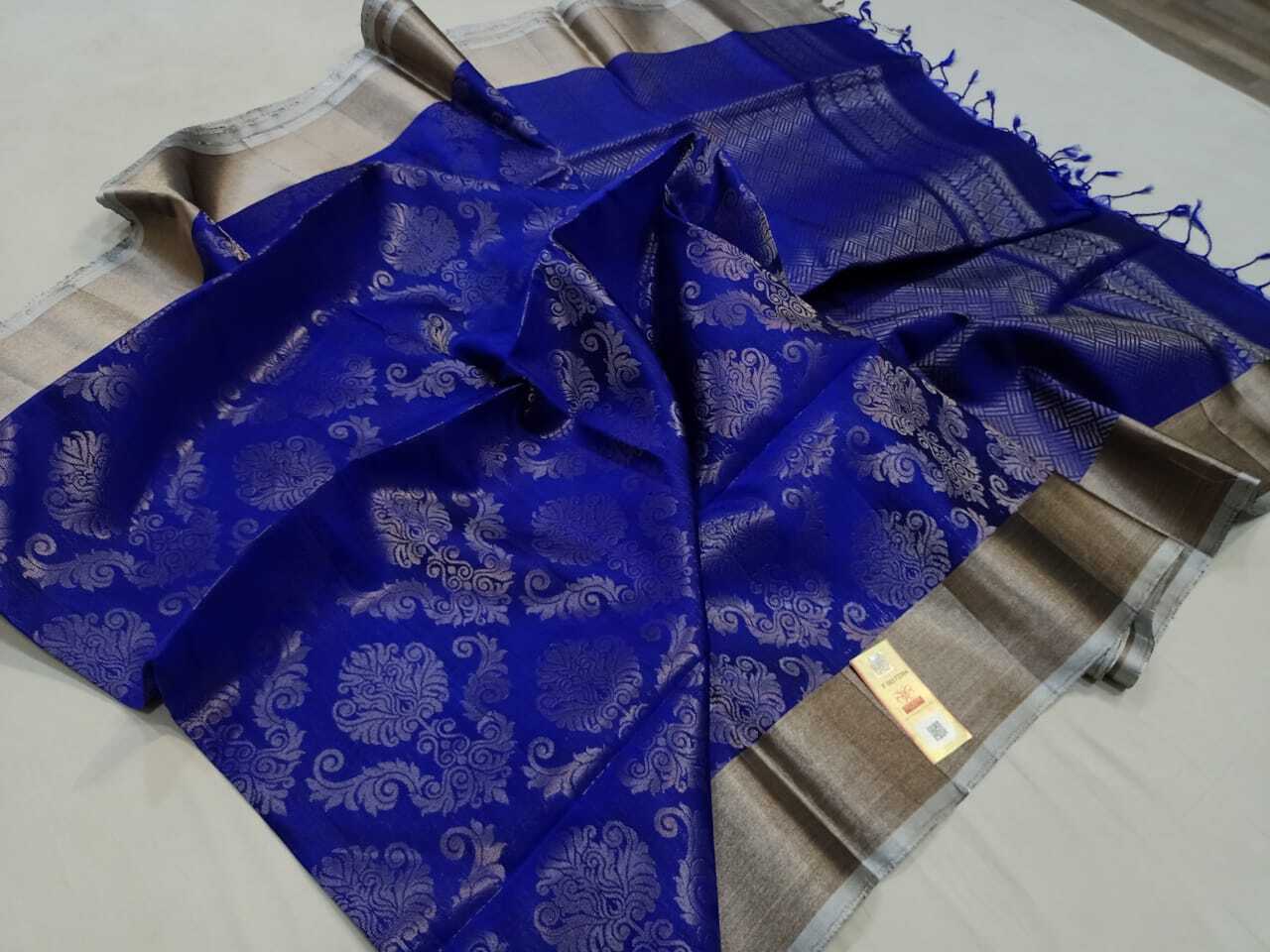 Blue Kanjivaram Bridal Soft Silk.