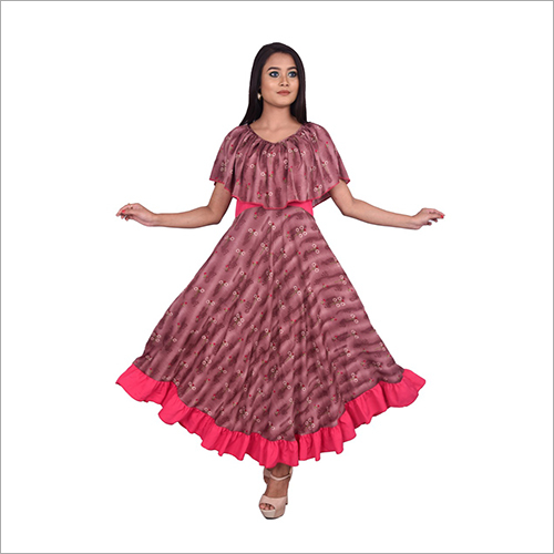 धोने योग्य अनारकली टाइप क्रेप कुर्ती