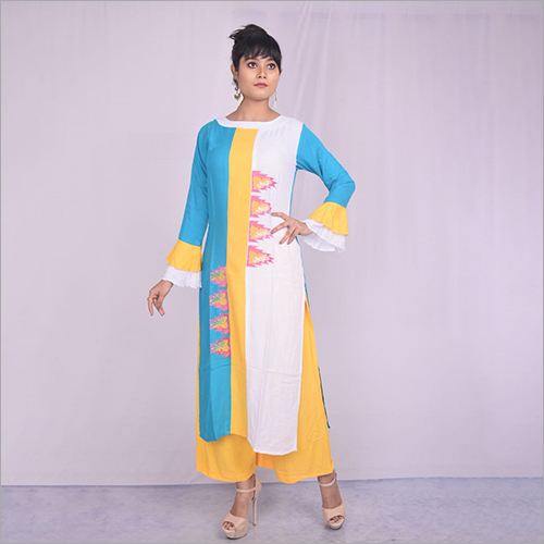 वॉशेबल लेडीज़ पलाज़ो सूट सेट