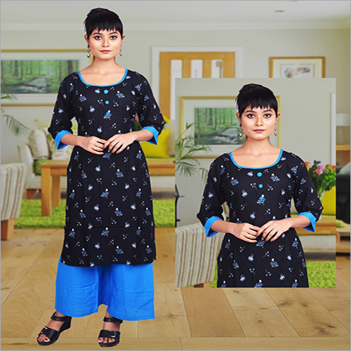 धोने योग्य नीला पलाज़ो सूट सेट