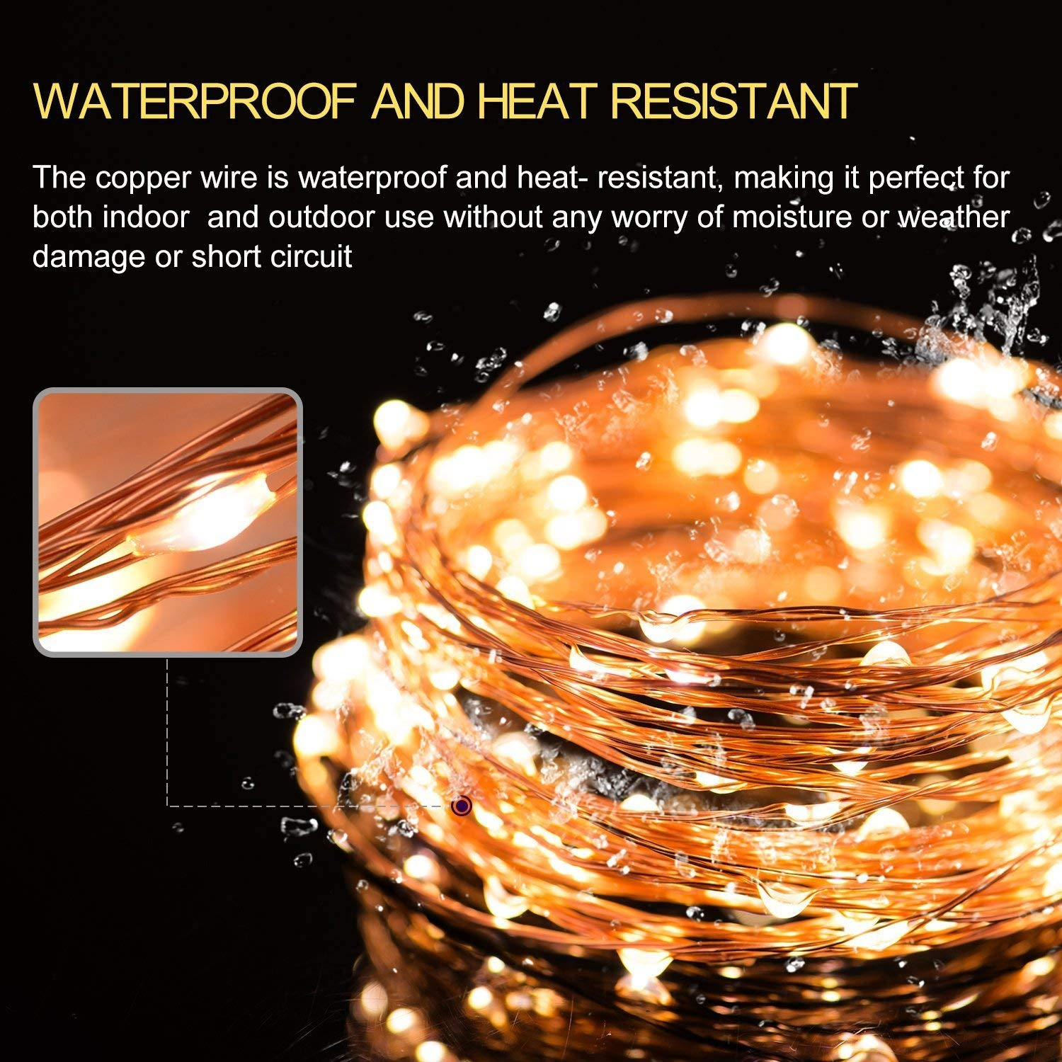 10 Mtr Copper String Battery Operated Portable Decorative Fairy Light - Warm White | Indoor & Outdoor Use, Easy To Install, Lightweight & Customizable