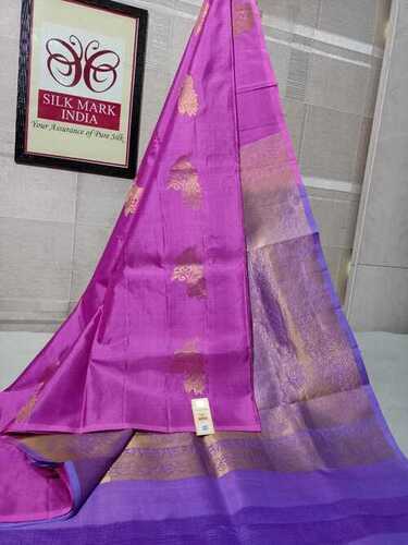 पर्पल प्योर कांजीवरम सॉफ्ट सिल्क मीना बुड्डा जरी साड़ी