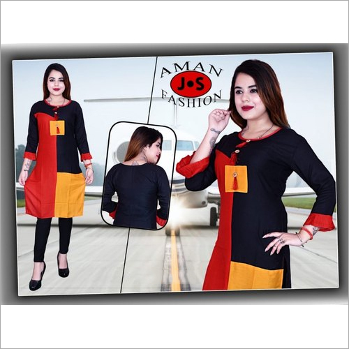 मल्टीकलर लेडीज़ प्लेन स्ट्रेट कुर्तियां