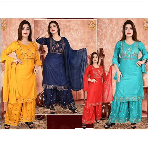 मल्टीकलर लेडीज़ डिज़ाइनर सूट