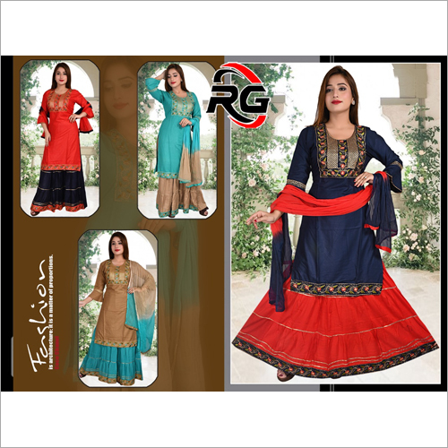 मल्टीकलर लेडीज़ पठानी सूट