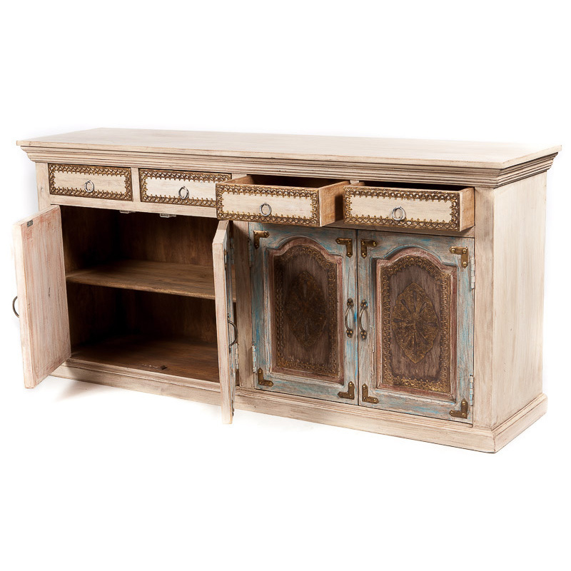 Yes Beautiful Wooden Brass Carved Handicraft Sidetable