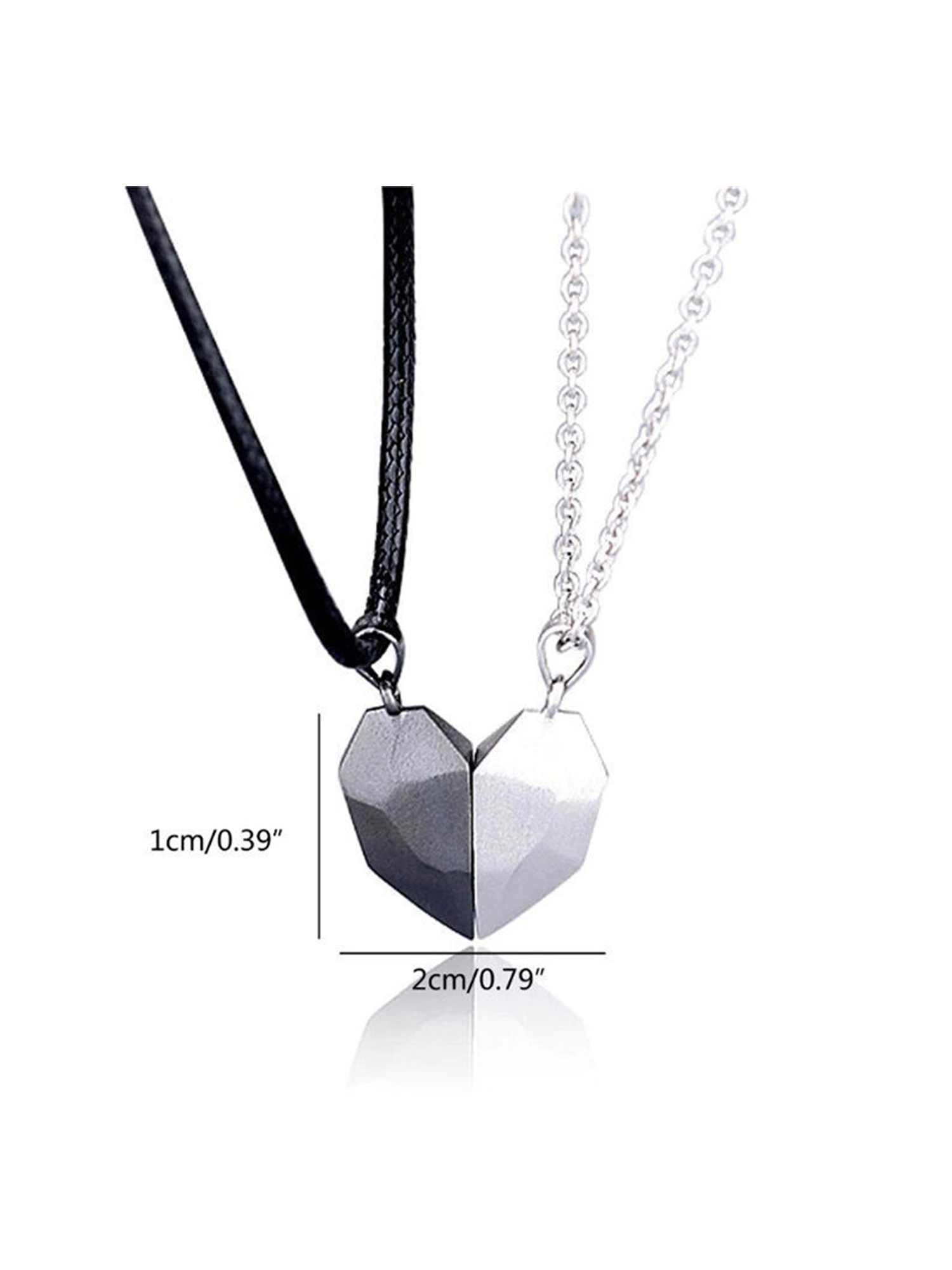 Engagement Vembley 2 Pcs Best Valentine Gift Black And Silver Matching Magnetic Heart Couples Pendant Necklace For Men And Women